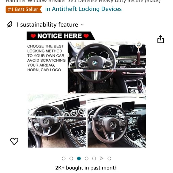 Tevlaphee Steering Wheel Lock Anti Theft Car Device Universal Theft Prevention - Picture 3 of 7